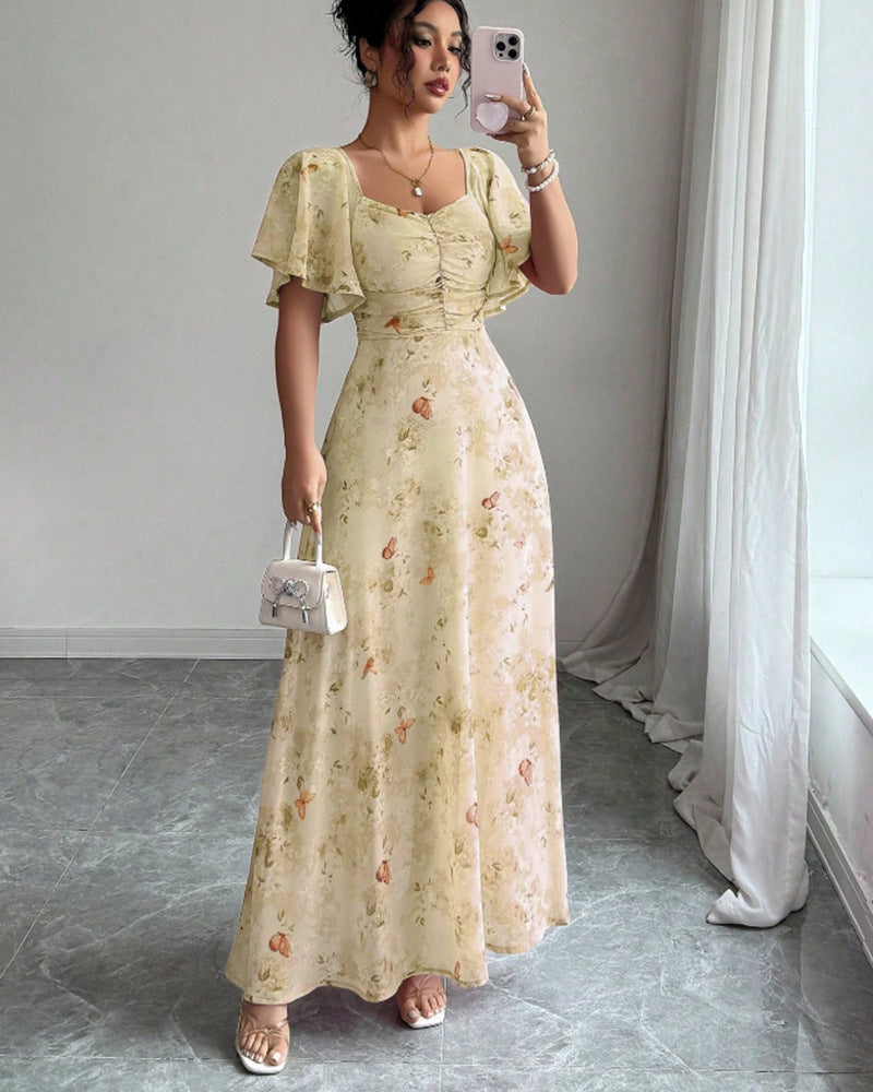 Damen Maxikleid mit fließendem Schnitt und romantischem Blumenmuster Drune