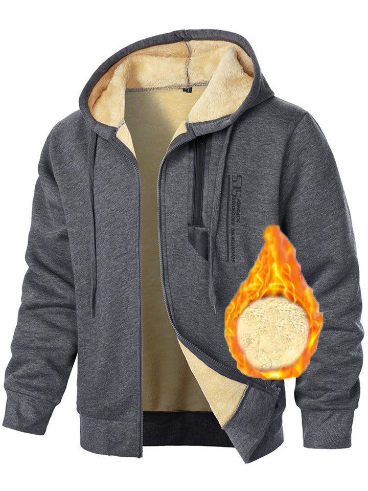 Herren Fleece-Kapuzenjacke mit wärmendem Innenfutter und praktischen Reißverschlusstaschen Drune