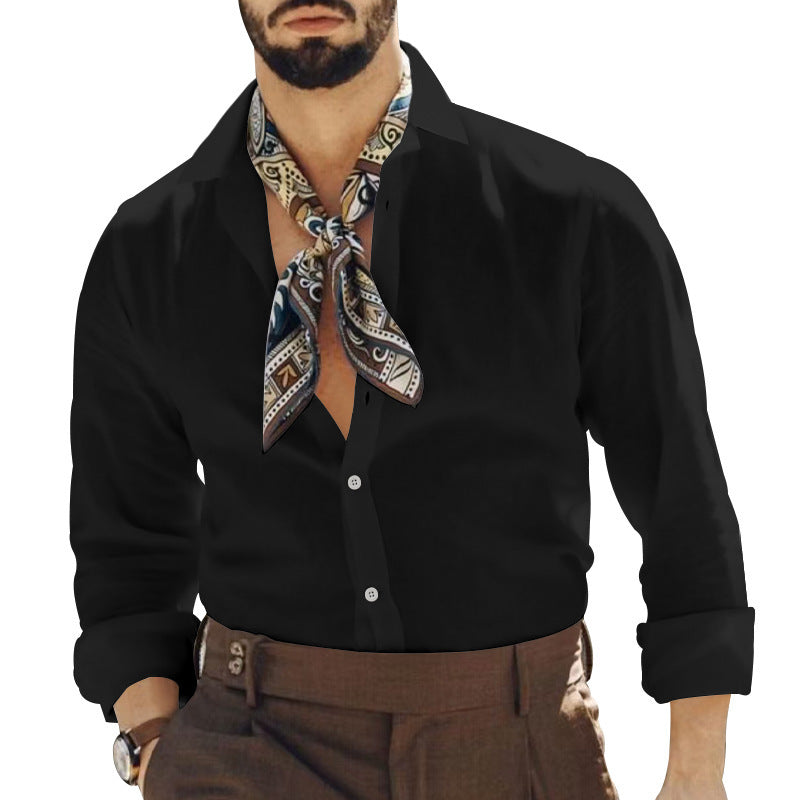 Herren Elegantes Hemd mit modischem Halstuch Drune
