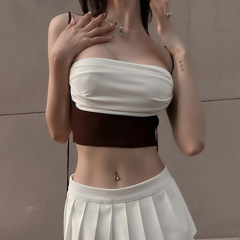 Damen modisches Trägershirt mit asymmetrischem Design und Raffungen Drune