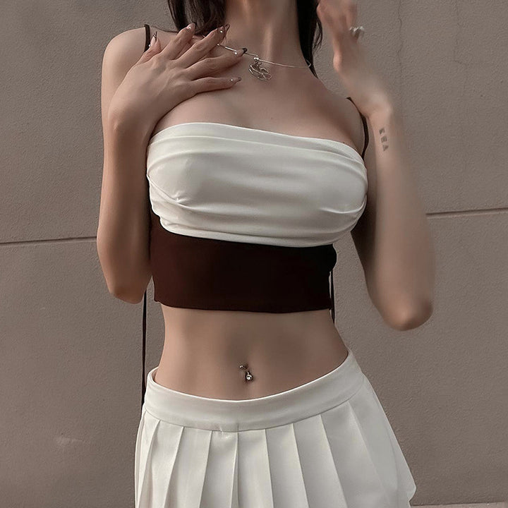 Damen modisches Trägershirt mit asymmetrischem Design und Raffungen Drune