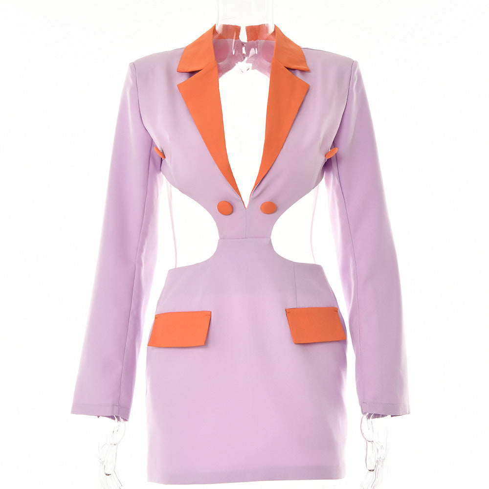 Damen Blazer-Kleid mit aufregendem Cut-Out-Design und kontrastierenden Details Drune