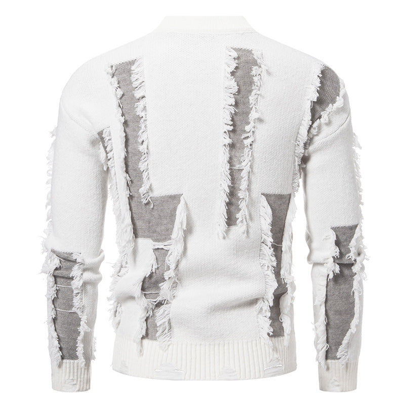 Herren moderner Strickpullover mit trendigen Fransen und einzigartigem Design Drune