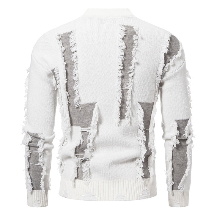 Herren moderner Strickpullover mit trendigen Fransen und einzigartigem Design Drune