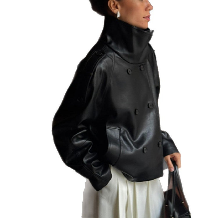 Damen Modische Bikerjacke aus Kunstleder Drune