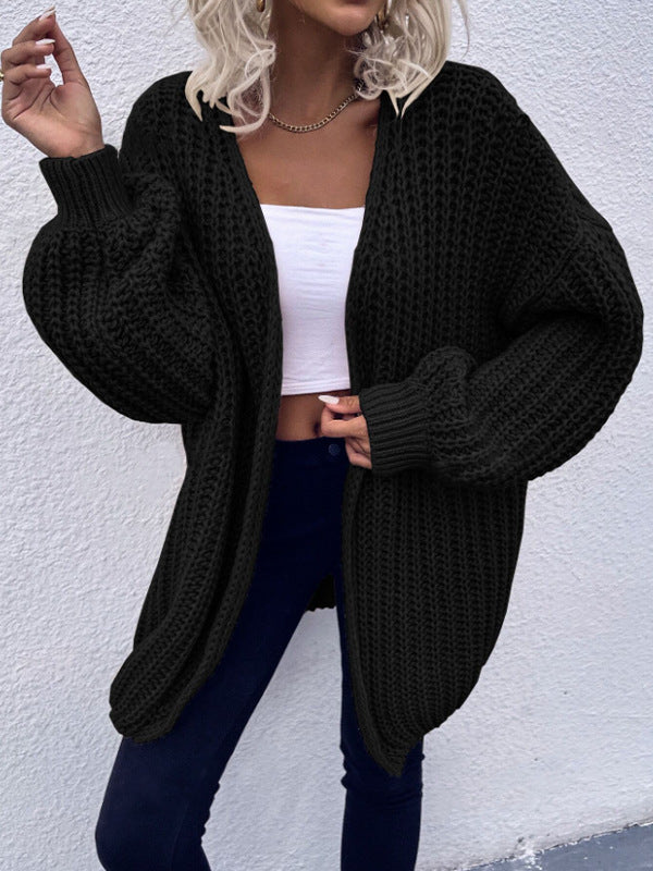 Damen Grober Strickcardigan mit oversized Schnitt und lässigen Ärmeln Drune