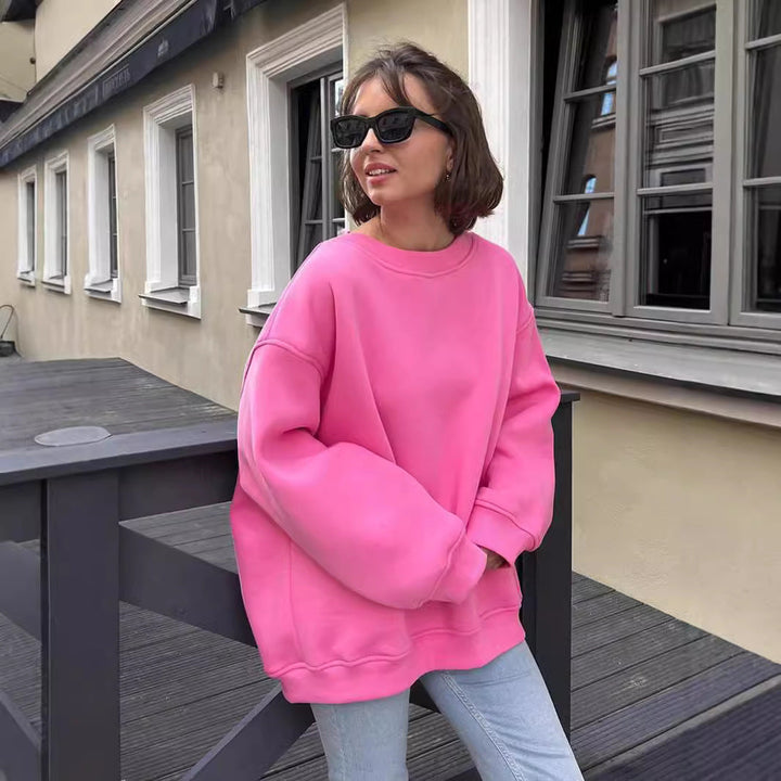 Damen Oversized Sweatshirt im lässigen Stil mit übergroßen Ärmeln und elastischen Bündchen Drune