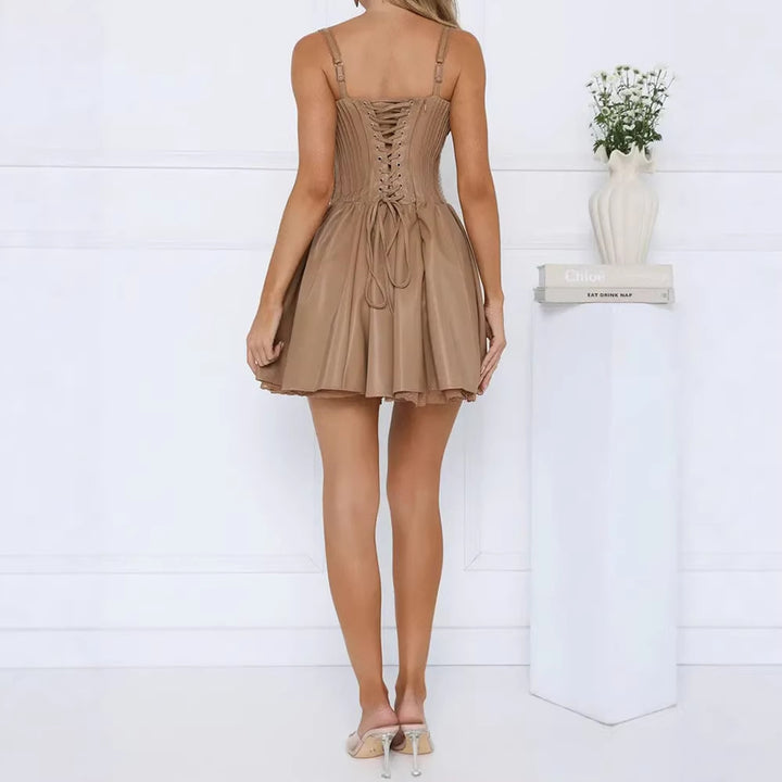 Damen Verspieltes A-Linien Kleid mit Spitzenakzenten Drune