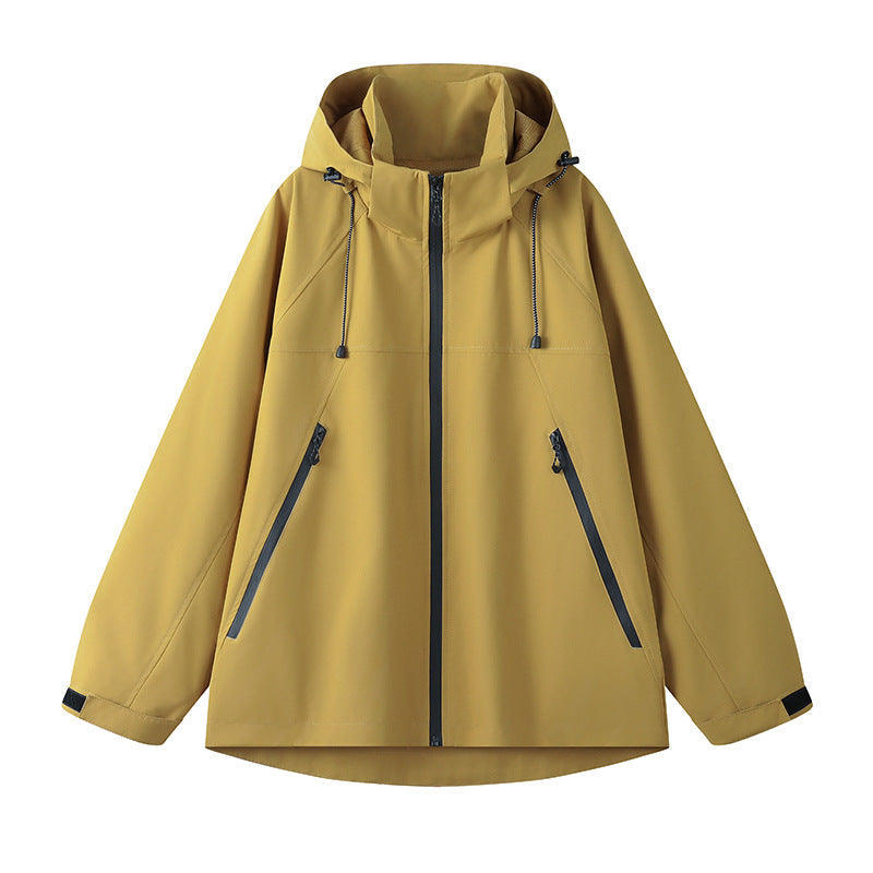 Damen technische Outdoor-Jacke mit verstellbarer Kapuze und funktionalen Reißverschlusstaschen Drune
