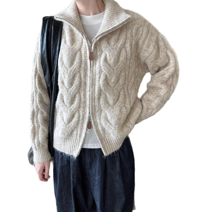 Damen Grobstrickjacke mit hohem Kragen und durchgehendem Reißverschluss Drune