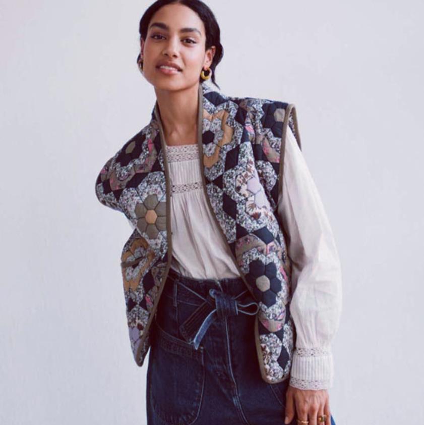 Damen Patchwork-Weste Drune