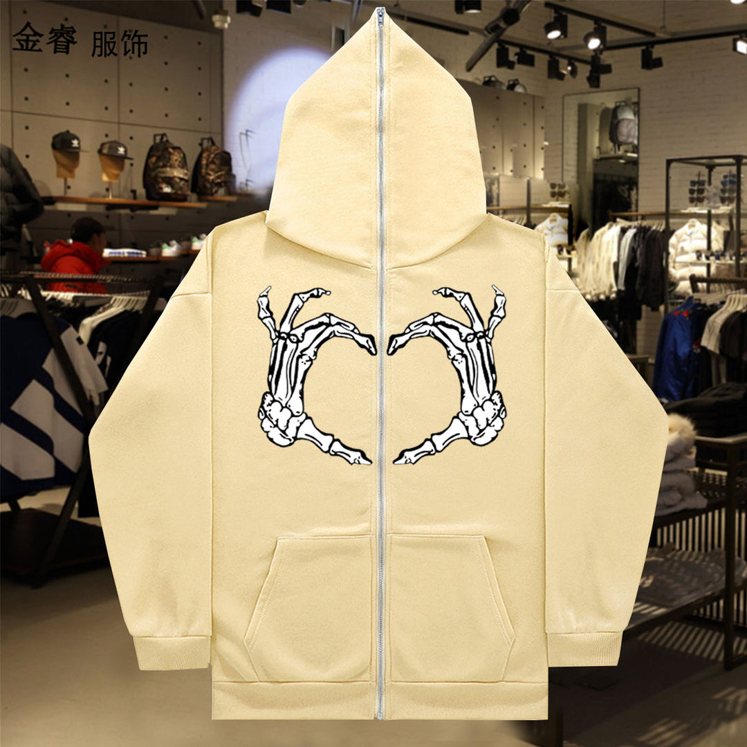 Damen Kapuzenjacke mit auffälligem Skelettmotiv Drune