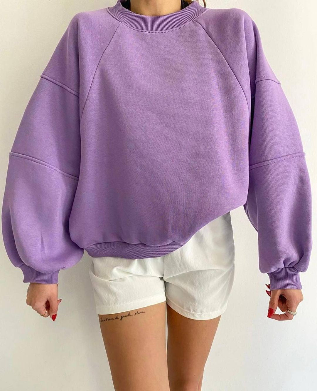 Damen Oversized Sweatshirt mit Puffärmeln Drune