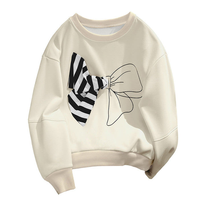 Damen Sweatshirt mit verspieltem Schleifenmotiv und modernem Schnitt Drune