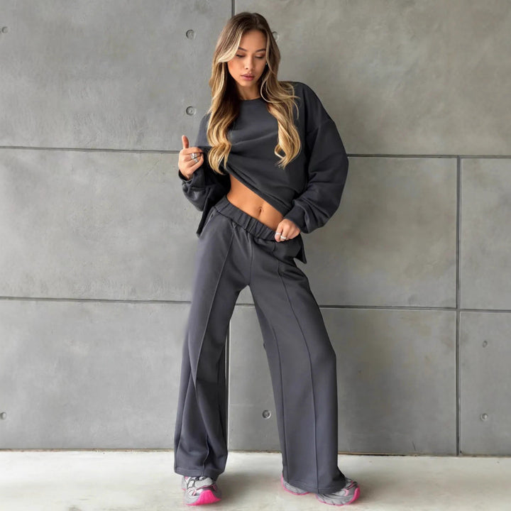 Damen lockeres Oversized Sweatshirt mit weitem Bein Drune