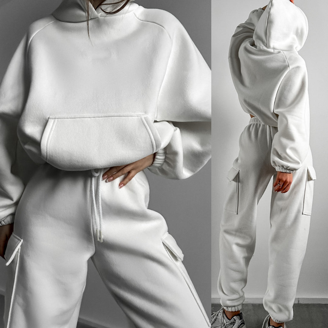 Damen nan oversized Kapuzenpullover-Set mit Cargo-Jogginghose Drune