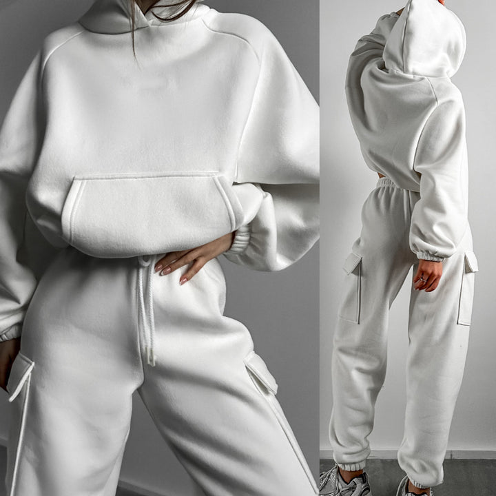 Damen nan oversized Kapuzenpullover-Set mit Cargo-Jogginghose Drune