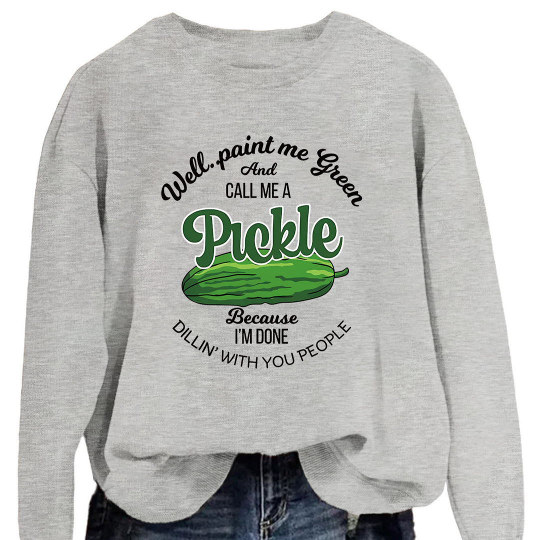 Damen Sweatshirt mit witzigem Gurkenmotiv und kreativem Druck Drune