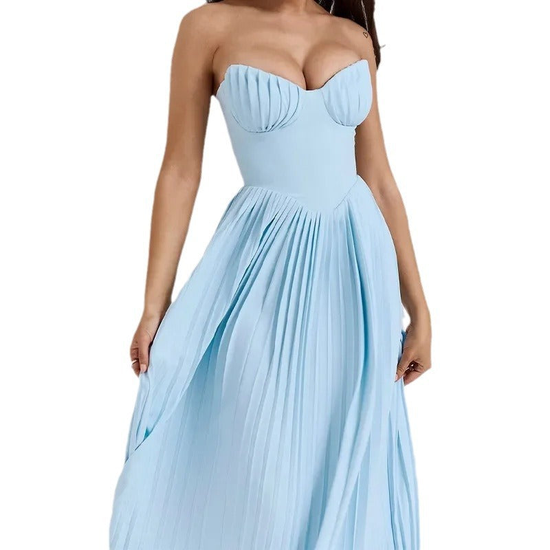 Damen Elegantes plissiertes Abendkleid Drune