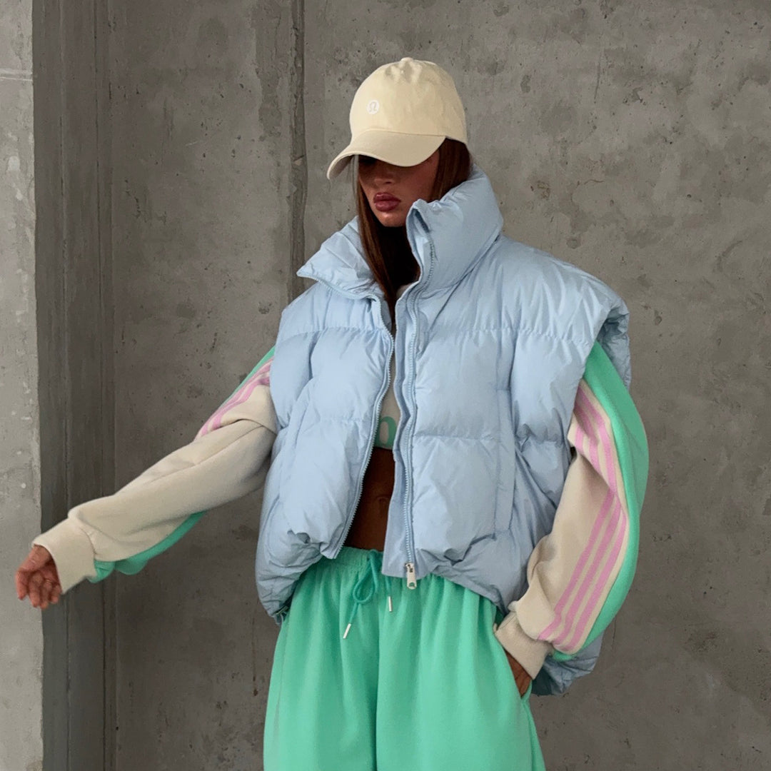 Damen Daunenweste mit hohem Kragen und modernem Oversized-Schnitt Drune