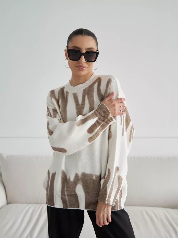 Damen Oversized Pullover mit kreativem Muster und weich strukturiertem Material Drune