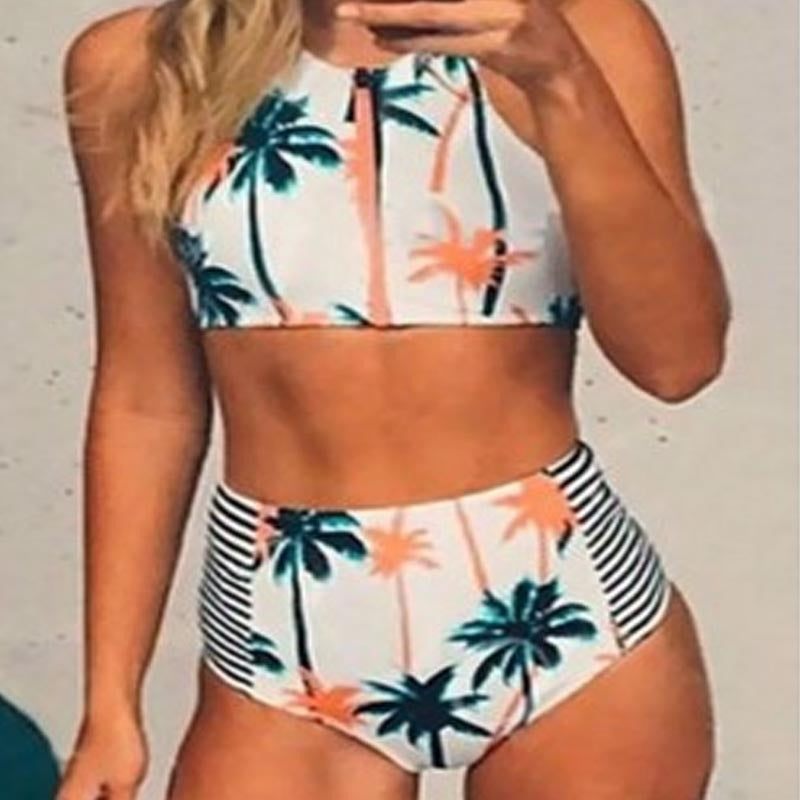 Damen Crop-Top Bikini mit hohem Taillen-Slip Drune