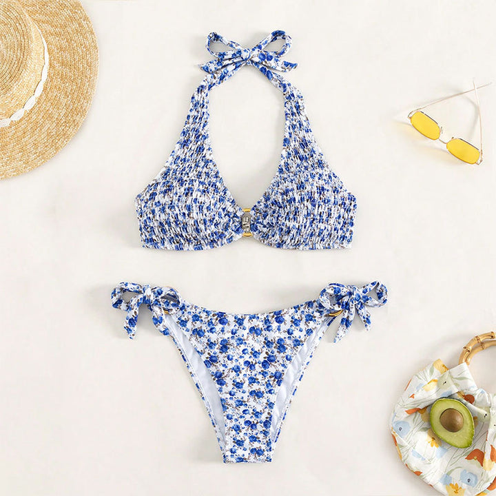 Damen Triangel-Bikini mit verspielten Rüschendetails und elegantem Knotendesign Drune