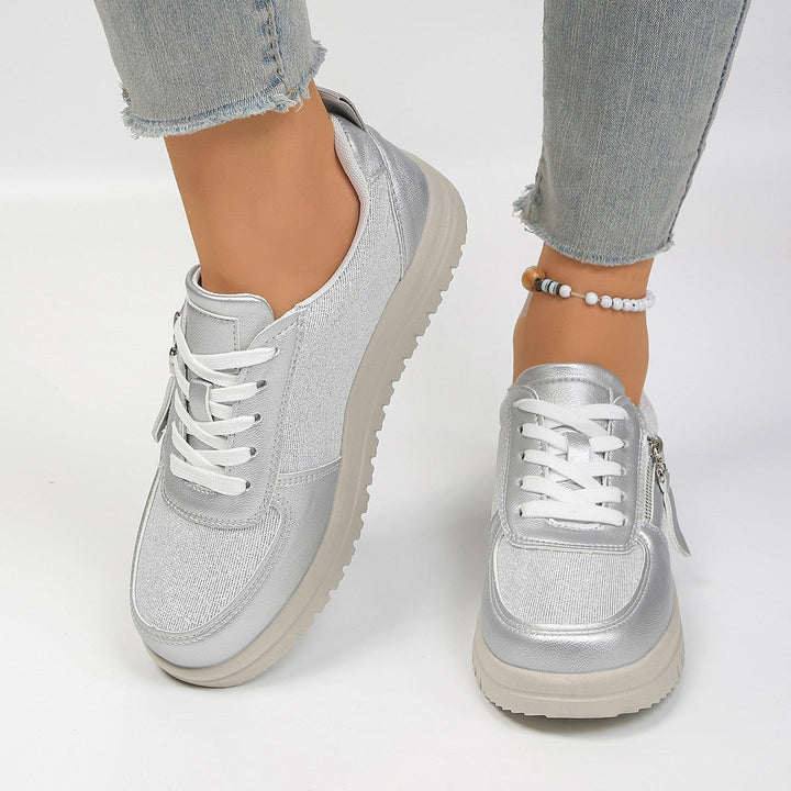 Damen Sneakers mit modischem Reißverschluss und bequemer Sohle Drune