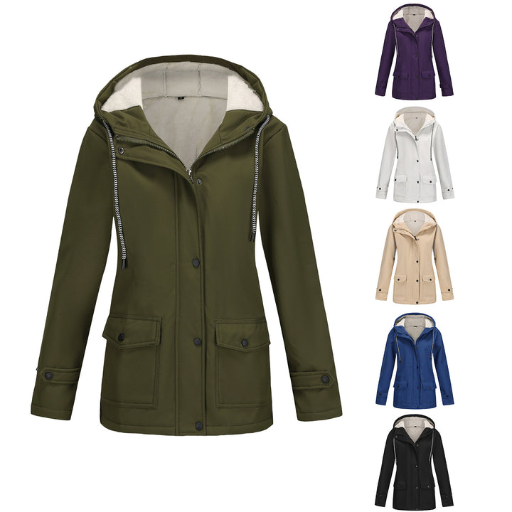 Damen wasserdichte Kapuzenjacke mit weichem Fleece-Futter Drune