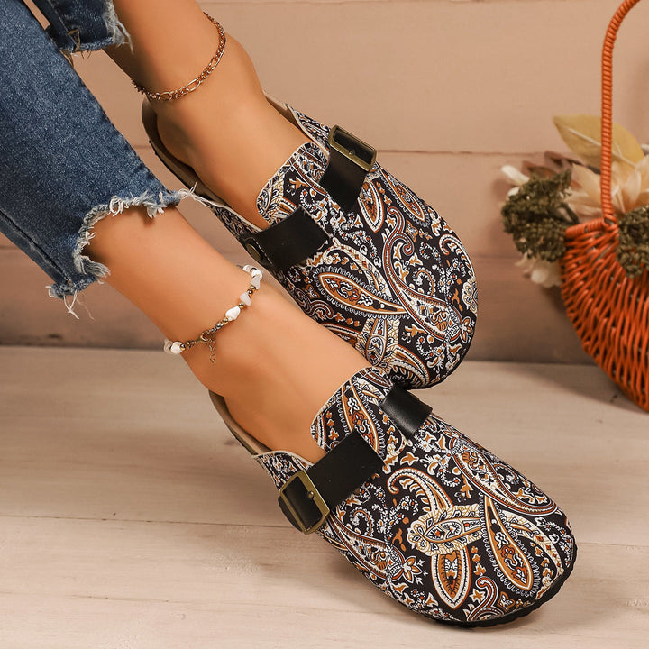 Damen Freizeit-Sandalen mit buntem geometrischen Design und verstellbarem Riemen Drune