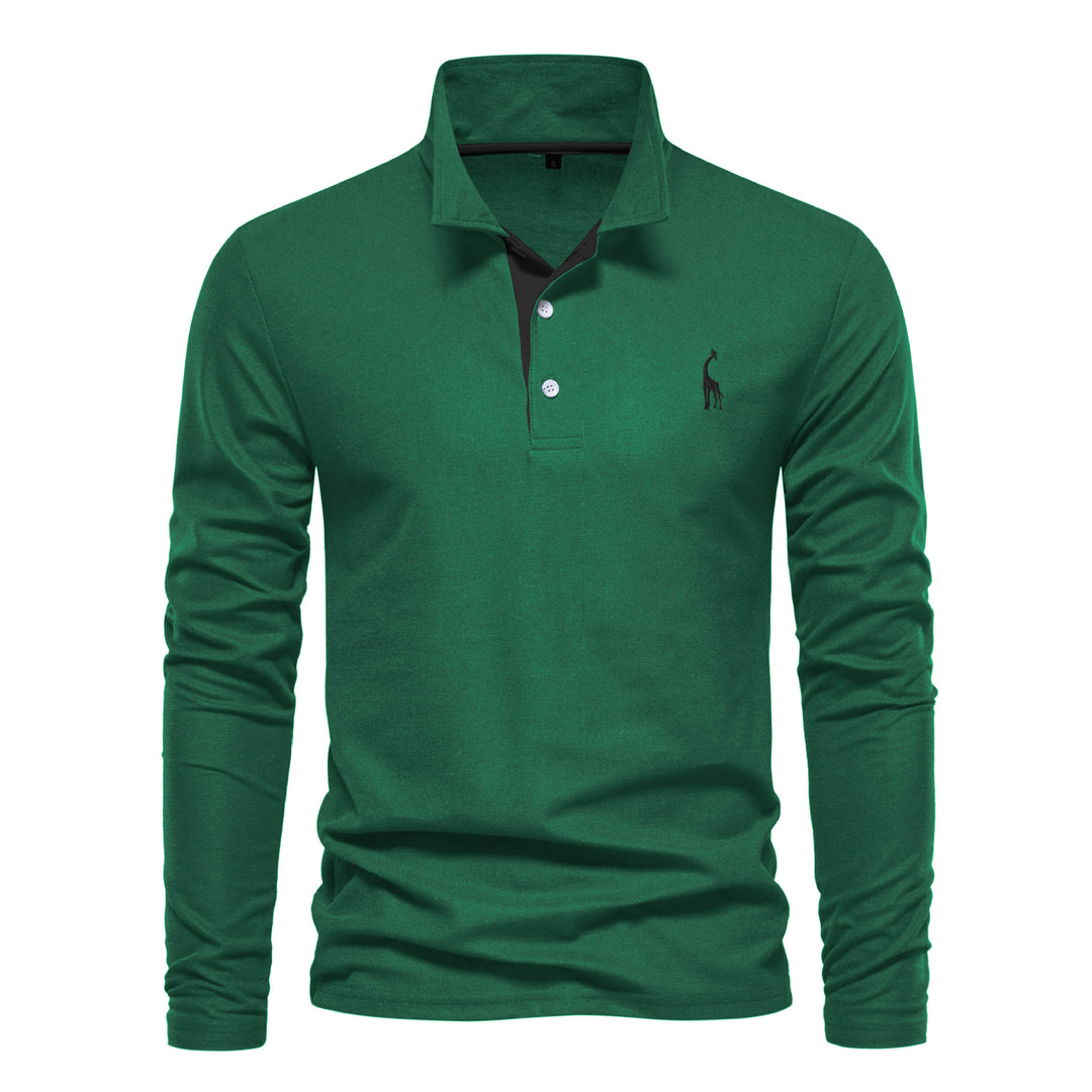 Herren Langarm Poloshirt mit modernem Kontrastkragen und hochwertigem Baumwollmix Drune