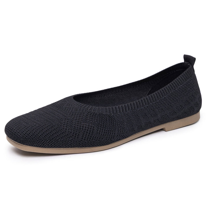 Damen nan gestrickte Ballerina-Slip-On Komfortballerina mit nahtlosem Sockeneinstieg und flexibler Leichtsohle Drune