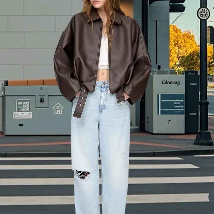 Damen lässige Lederjacke Drune