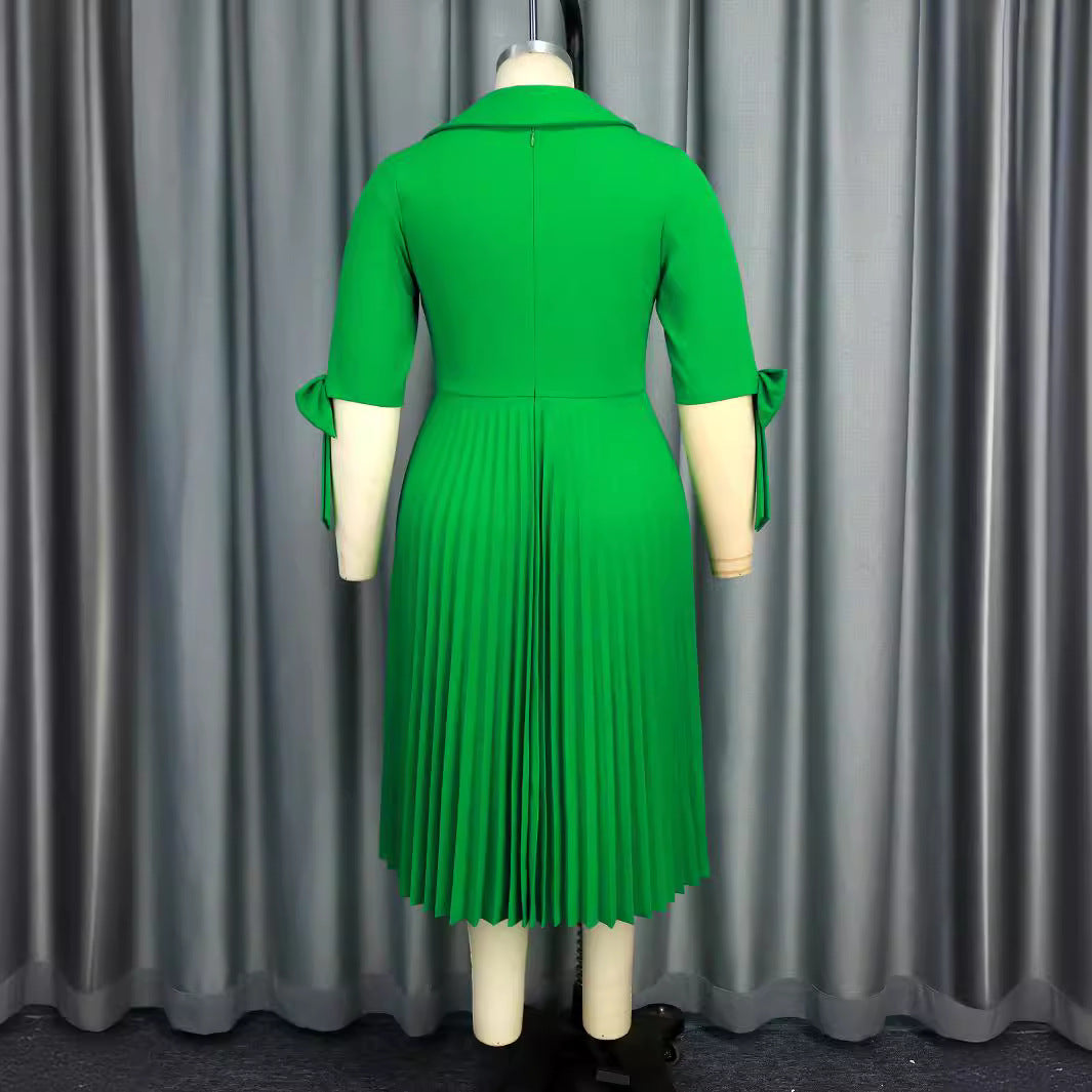 Damen Falten Kleid mit eleganter Kragen- und Ärmelgestaltung Drune
