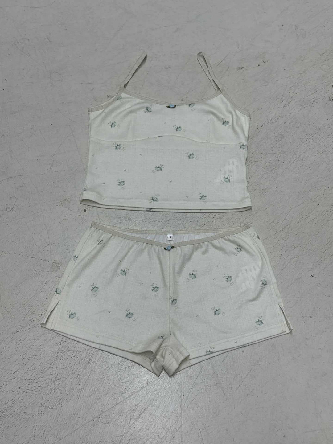 Damen Schlafanzug Set mit zarten Blumenmustern Drune