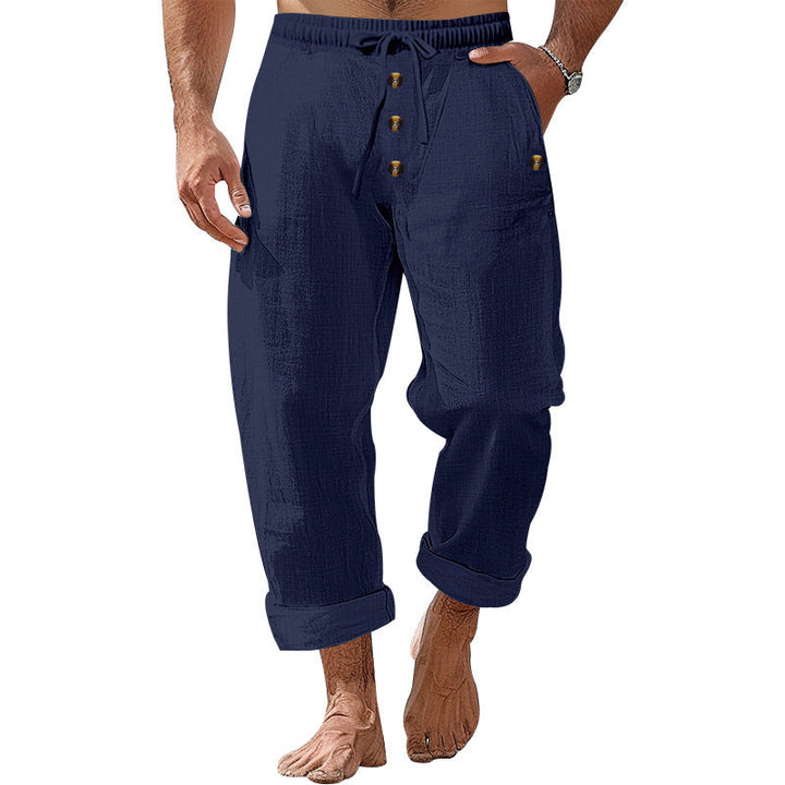 Herren lockere Strandhose mit verstellbarem Kordelzug und praktischen Seitentaschen Drune