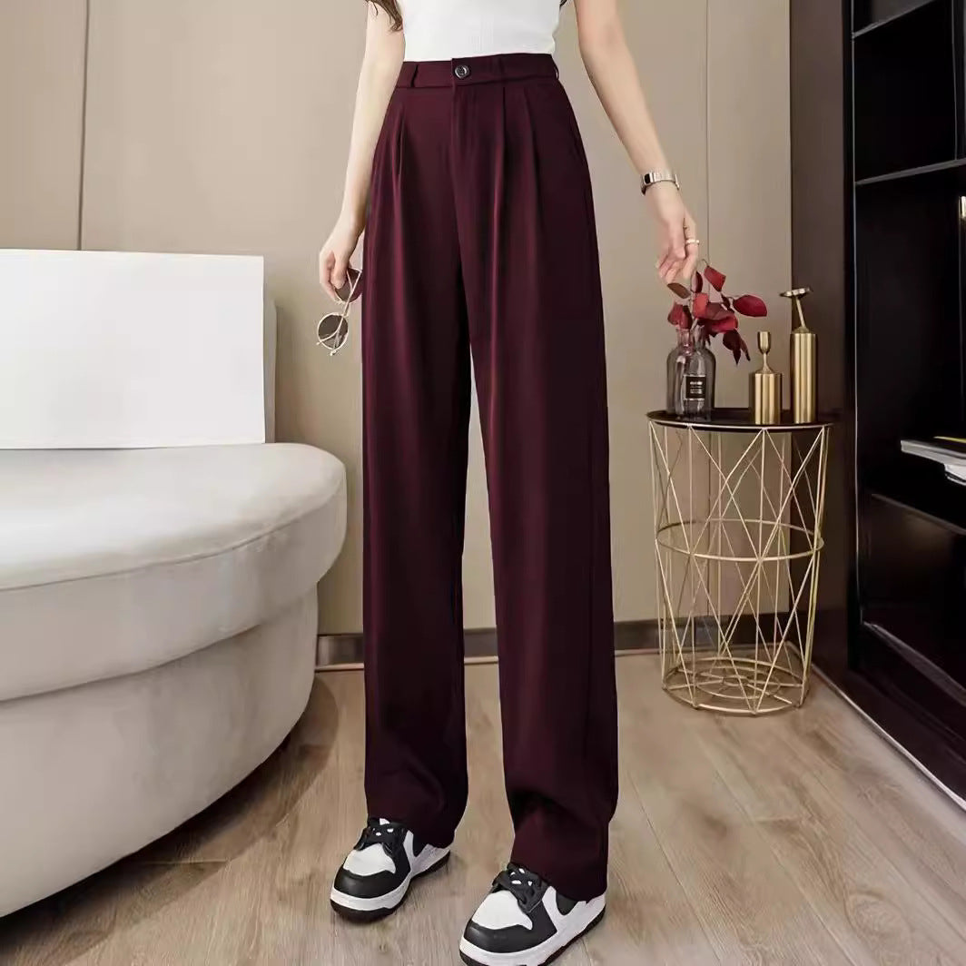 Damen weite High-Waist Hose mit Falten Drune
