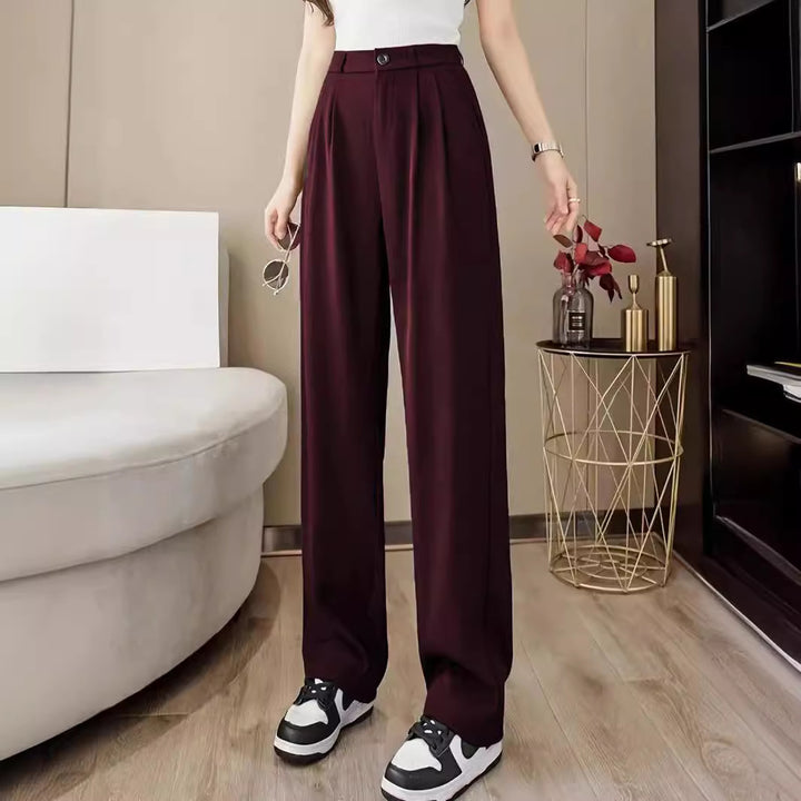 Damen weite High-Waist Hose mit Falten Drune