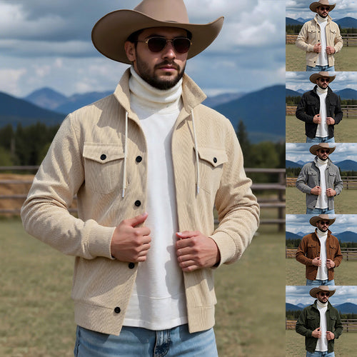 Herren lässige Strickjacke mit praktischen Brusttaschen und modernem Stehkragen Drune