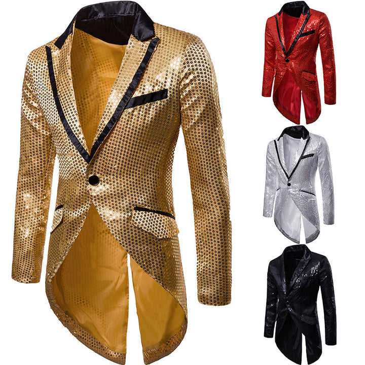 Herren eleganter Pailletten-Blazer mit asymmetrischem Schnitt und luxuriösem Design Drune