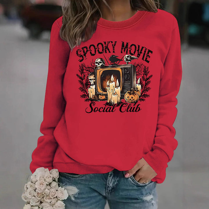 Damen Sweatshirt mit spooky Film-Motiv und lässigem Schnitt Drune