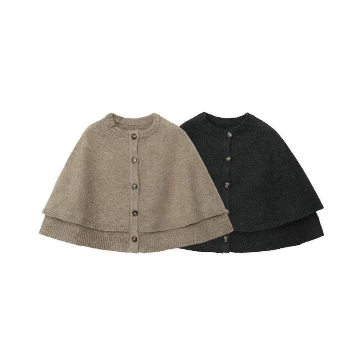 Damen modische Strickumhangjacke mit eleganten Knöpfen Drune