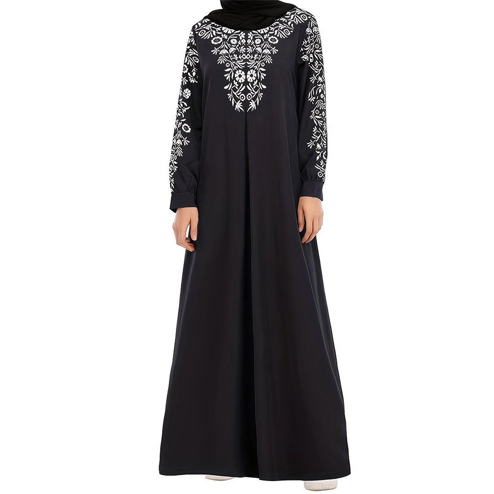 Damen Maxikleid mit kunstvoller Stickerei und eleganten langen Ärmeln Drune