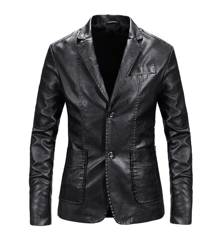 Herren elegante Kunstlederjacke mit modernem Schnitt und praktischen Taschen Drune