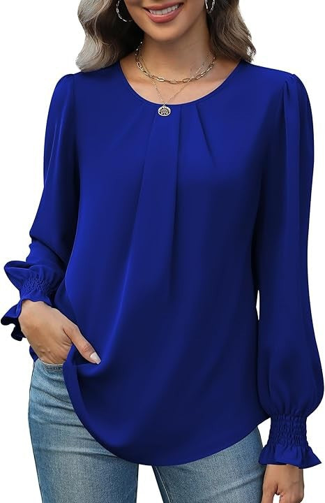 Damen elegante Bluse mit Puffärmeln Drune