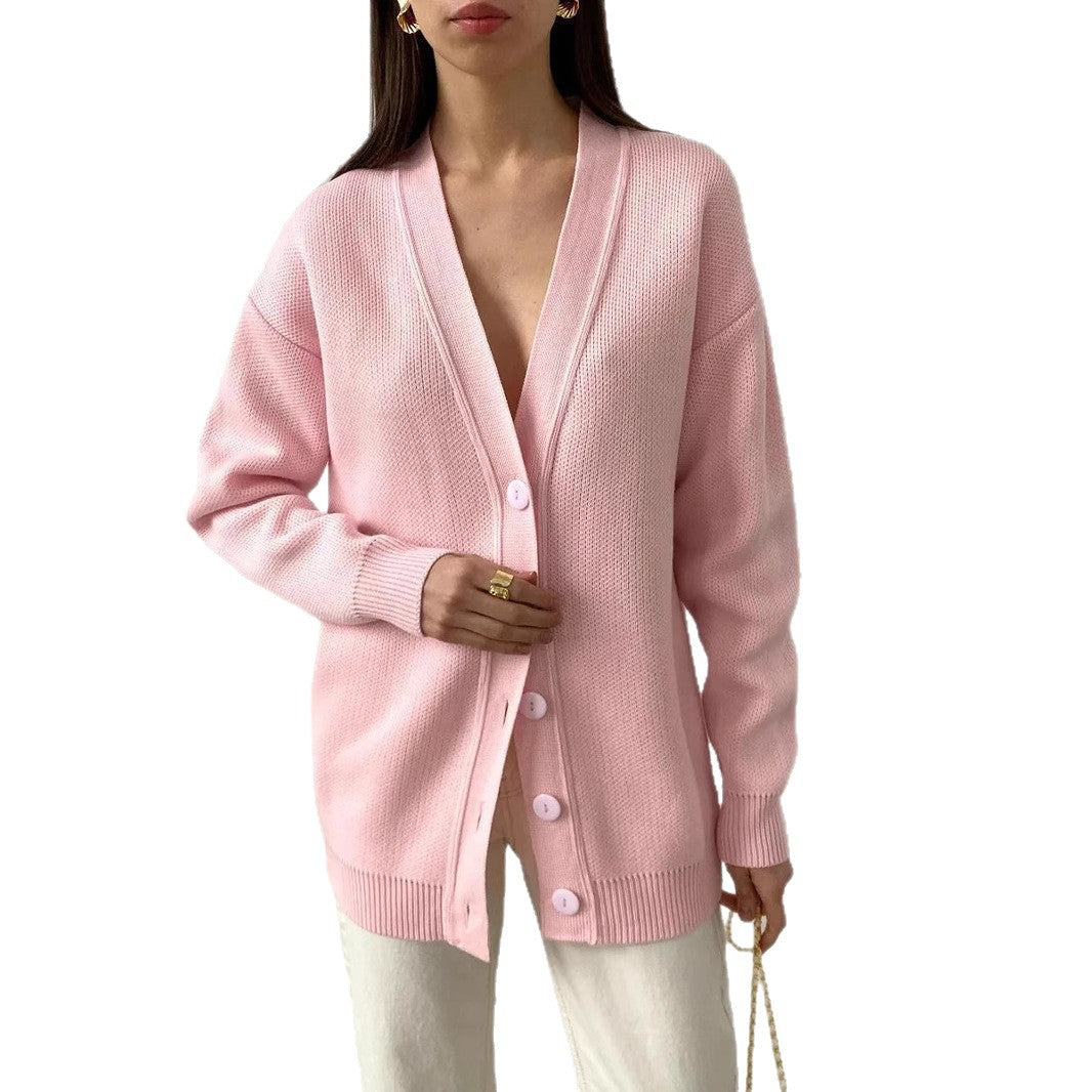 Damen Strickjacke mit V-Ausschnitt und feiner Rippstruktur Drune