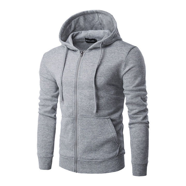 Herren nan Slim-Fit Kapuzensweatjacke mit mittigem Reißverschluss, doppellagiger Kapuze und praktischen Eingrifftaschen Drune