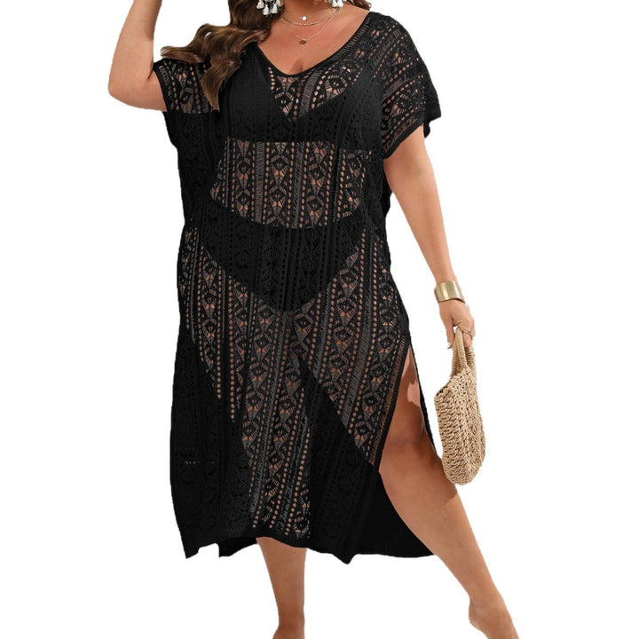Damen Häkel-Strandkleid mit seitlichem Schlitz und luftiger Struktur Drune