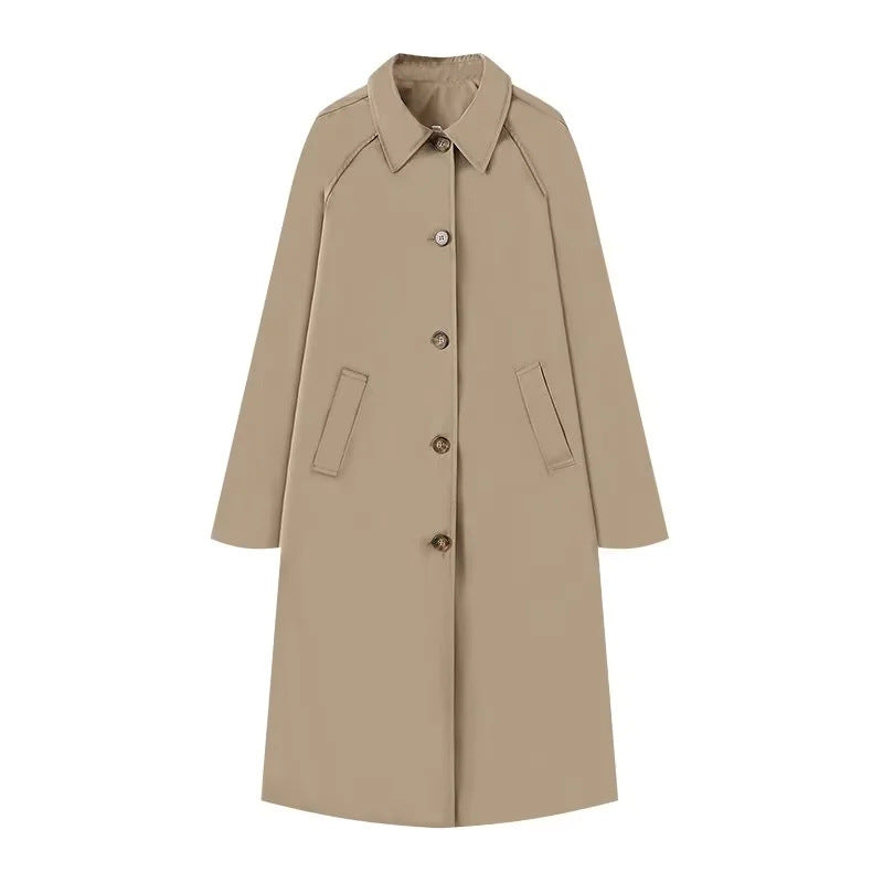 Damen eleganter Trenchcoat mit schmalem Schnitt und praktischen Taschen Drune
