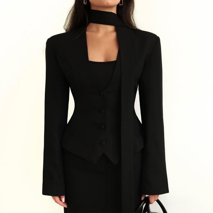 Damen taillierte Blazer-Top mit schmalem Kragen Drune